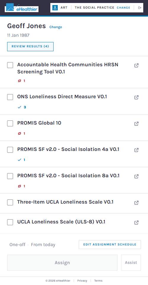 Loneliness workflow screen